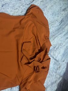 Orange Tie-Neck Blouse