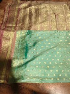 Pure Elegant Mint Green banaras Saree