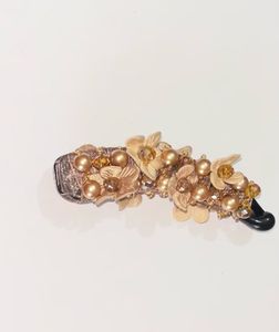 Decorative Banana Hair Clip with Pearls &amp; Crystals