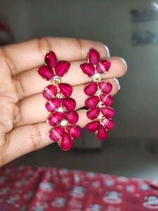 Red Jewel Drop Earrings