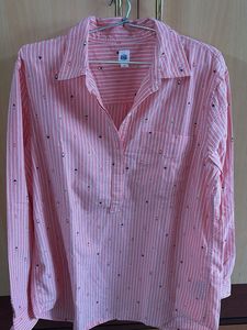 Pink Striped Blouse with Graphic Detail