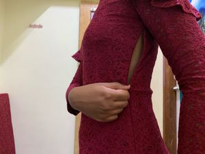 ONLY Burgundy Lace Cold Shoulder Dress