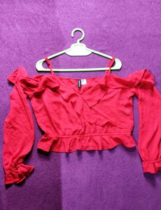 Red Ruffle Blouse