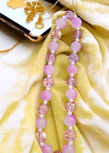 Pink Beaded Phone Charm