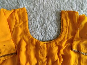 Mustard Bead Embroidered Saree (Women&#39;s)