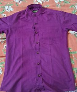 Cotton Full Sleeves Mandarin Collar Shirt