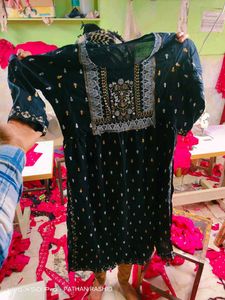 Black Printed Kurti with Side Slits