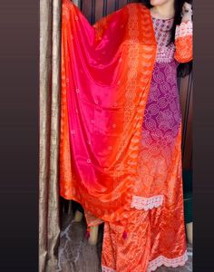 Orange & Purple Bandhani Suit