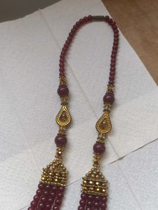 Maroon Beads Long Chain