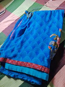 Blue Floral Print Saree