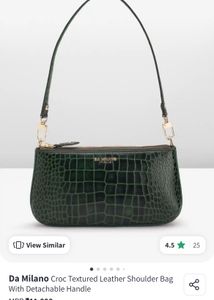 Da Milano Croc Textured Leather Shoulder Bag