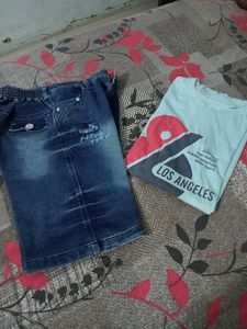 Combo Of Tshirt And Jeans Capri