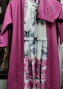 Unique Print Dress With Shrug And Pant