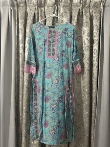 Sky Blue And White Kurta Set With Dupatta