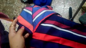 Striped and Bandhani Dress Material