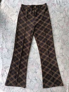Brown Stretchable Flared pants for autumn