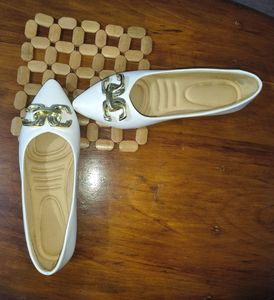 White Pointed Toe Ballerinas