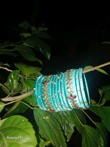 Teal Beaded Bangle Bracelet