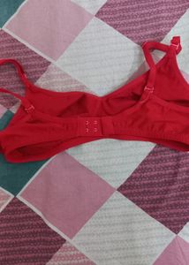 Red Colour Non Paded Bra