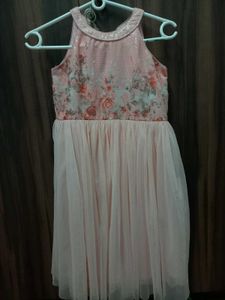 Pink Floral Tulle Dress