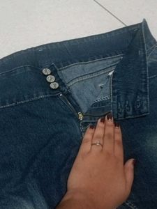 High Waisted Black Pants And Blue Demin