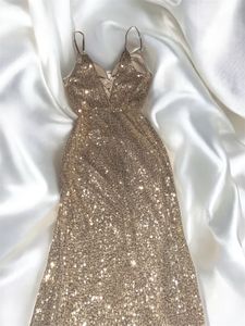 Gold Sequin Strappy Silhouette Gown