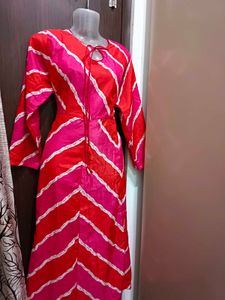 Red &amp; Pink Chevron Print Dress