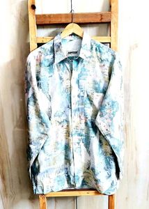 Sea Green Printed Shirt Size-46