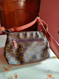 Lavie Tan Brown Logo Printed Sling Bag