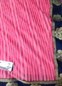 Elegant Pink Striped Saree