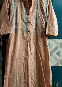 Peach Embroidered Kurti