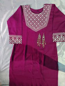 Maroon Embroidered Kurti