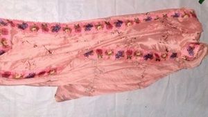Satin Suits Flower With Dupatta Set