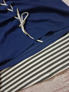 Blue Top With Black And White Inner