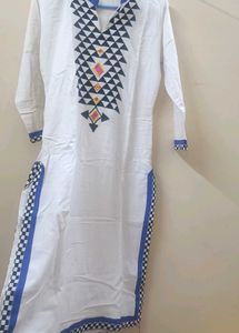 White Embroidered Daily Wear Kurta