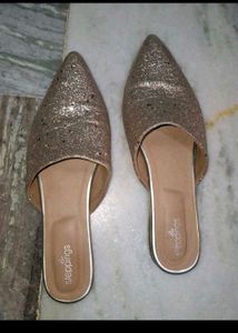 Sparkling Gold Steppings Mules n very comfortable