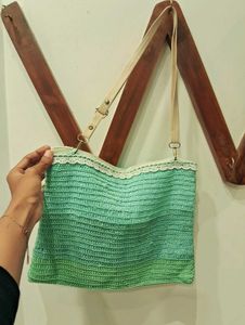Minty Charm Crochet Sling Bag