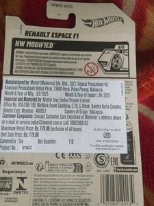 Hot Wheels Renault Espace F1