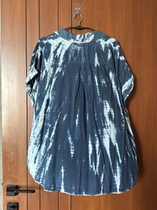 Blue Tie-Dye Button-Down Top