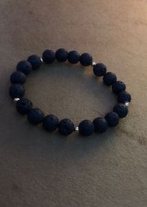 Lava Rock Bracelet with Gold Accents