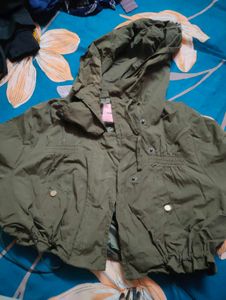 Olive Green Hooded Jacket Crop