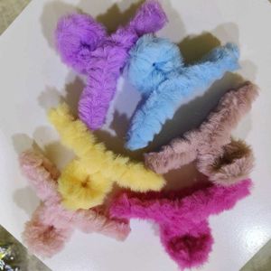 Colorful Fuzzy Hair Claw Clips