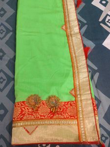 Green & Red Indian Saree
