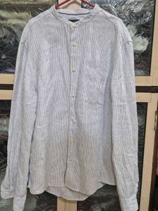 M&amp;S Pure Linen Striped Shirt Small