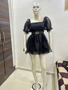 Black Puff Sleeve Mini Dress