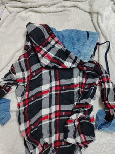 Plaid Flannel Hooded Shirt