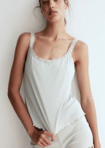 H&M Ribbed Lace Nightsuit - Top & Shorts