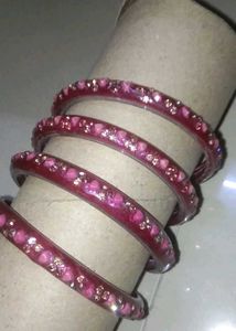 Sparkly Pink Bangles - Set of 4