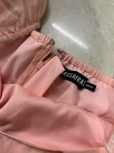 SASSAFRAS Pink Puff Sleeve Party Dress