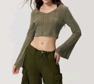 Olive Green Crop Top